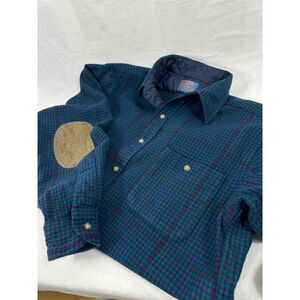 Pendleton 100% Wool Button Down Elbow Patch Trail Shirt  VTG Size Med